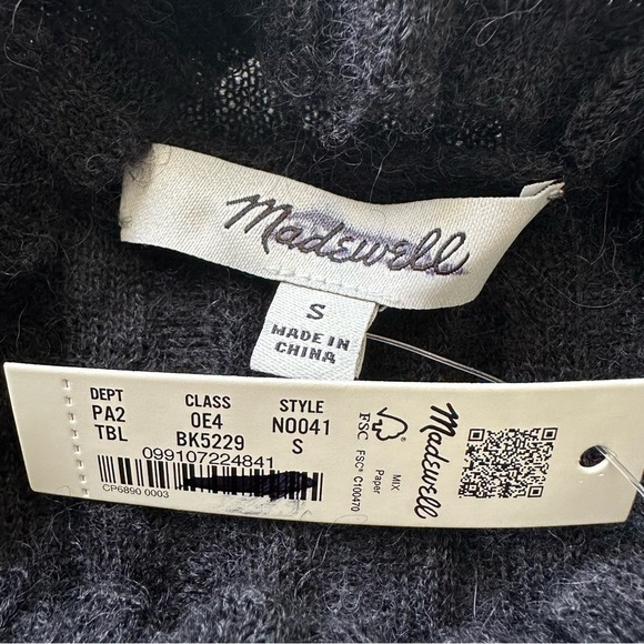 Madewell Sweater Alpaca-Blend Mockneck Sheer Ribbed Long Sleeve Black S NWT New - Picture 10 of 14